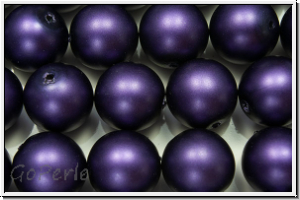 b�hm. Glasperle, rund, 10mm, white, alabaster, purple pearl, matte, 5 Stk.