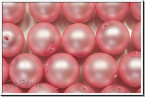 b�hm. Glasperle, rund, 10mm, white, alabaster, rose pearl, matte, 5 Stk.