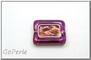 b�hm. Lampenperle, Silbereinzug, Rechteck mit Fenster, pink/rose, 1 Stk.