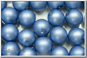 b�hm. Glasperle, rund, 12mm, white, alabaster, powder blue pearl, matte, 1 Stk.