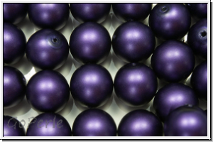 b�hm. Glasperle, rund, 12mm, white, alabaster, purple pearl, matte, 1 Stk.