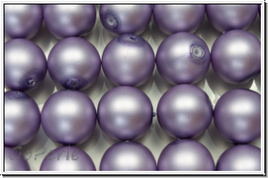 b�hm. Glasperle, rund, 12mm, white, alabaster, lavender pearl, matte, 1 Stk.