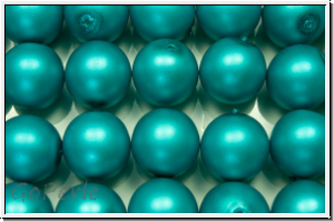 b�hm. Glasperle, rund, 12mm, white, alabaster, turquoise pearl, matte, 1 Stk.