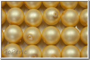 b�hm. Glasperle, rund, 12mm, white, alabaster, lt. gold pearl, matte, 1 Stk.