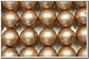 b�hm. Glasperle, rund, 12mm, white, alabaster, soft bronze pearl, matte, 1 Stk.
