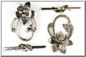 Toggle-Verschluss "Flower", 30x20mm, antiksilberfb., Tibetsilber, 1 Stk.