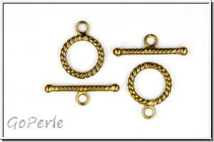 Toggle-Verschluss "Kordel", 18x13mm, antikmessingfb., Messing, 1 Stk.