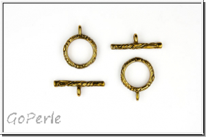 Toggle-Verschluss "Ring als Ring", 13x10mm, antikmessingfb., Messing, 1 Stk.