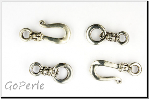 Haken/�se-Verschluss "mit Verzierung", 22x10mm, antiksilberfb., Metall, 1 Stk.