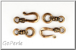 Haken/�se-Verschluss "mit Verzierung", 22x10mm, antikkupferfb., Metall, 1 Stk.
