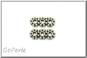Steg "Daisy", 3-Loch, f�r Kette/Armband, 10x5mm, antiksilberfb., Tibetsilber, 1 Stk.