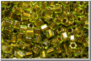 TH-11-0991, TOHO Hexagon, 11/0, peridot, trans., gold-ld., 10g
