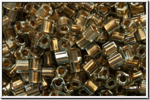 TH-11-0993, TOHO Hexagon, 11/0, black diamond, trans., gold-ld., 10g