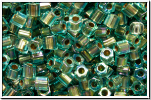 TH-11-0995, TOHO Hexagon, 11/0, aqua, trans., gold-ld., 10g