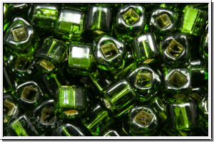 TC-03-0037, TOHO Cubes, 3mm, olivine, trans., silver-ld., 10g