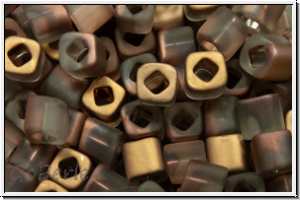 TC-03-0851fY, TOHO Cubes, 3mm, crystal, trans., apollo gold, matte, 5g