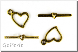 Toggle-Verschluss "Wild Heart", 17x18mm, antikgoldfb., Metall, 1 Stk.