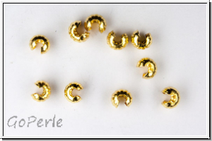 Kaschierperlen, "Crimp Cover", 4mm, gerillt, goldfb., Messing, 10 Stk.