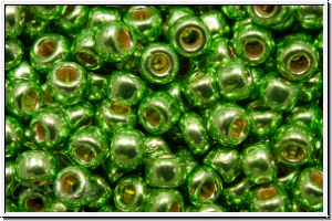 R-08-0587PF, TOHO Rocailles, 08/0, green, spring, galv., met., perm.-finish, 10g