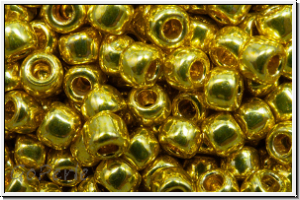 R-08-0590PF, TOHO Rocailles, 08/0, gold, yellow, galv., met., perm.-finish, 10g