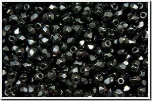 B�hm. Glasschliffperle, feuerpol., 3mm, black, op., 50 Stk.