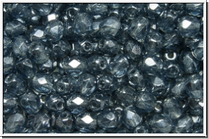B�hm. Glasschliffperle, feuerpol., 4mm, montana, trans., luster, 50 Stk.