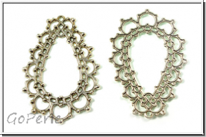 Verbinder "Long Drop", 47x32mm, antiksilberfb., Tibetsilber, 1 Stk.