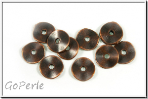 Spacer "gewellte Scheibe", 1,4x10mm, antikkupferfb., Tibetsilber, 10 Stk.