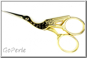 Stickschere "Storchendesign", 9,3cm, vergoldet, 1 Stk.