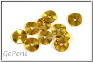 Spacer "gewellte Scheibe", 1,4x10mm, goldfb., Tibetsilber, 10 Stk.