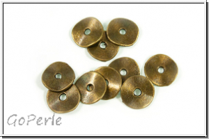 Spacer "gewellte Scheibe", 1,4x10mm, antikmessingfb., Tibetsilber, 10 Stk.