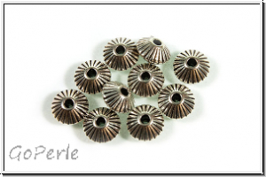 Spacer "Discus, gerillt", 5,5x7,8mm, antiksilberfb., Tibetsilber, 10 Stk.