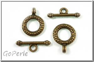 Toggle-Verschluss "Snake", 21x15mm, antikmessingfb., Tibetsilber, 1 Stk.
