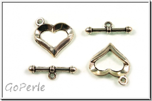 Toggle-Verschluss "Herzlich", 18x17mm, antiksilberfb., Tibetsilber, 1 Stk.