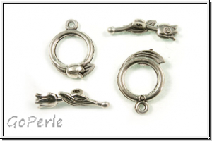 Toggle-Verschluss "Tulpe", 20x14mm, antiksilberfb., Metall, 1 Stk.