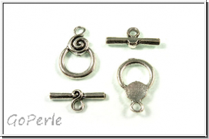 Toggle-Verschluss "Spirale", 18x12mm, antiksilberfb., Metall, 1 Stk.