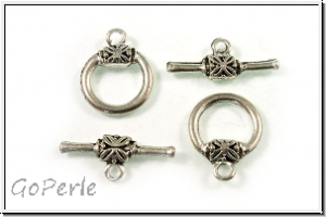 Toggle-Verschluss "Cross-Ring", 18x14mm, antiksilberfb., Tibetsilber, 1 Stk.