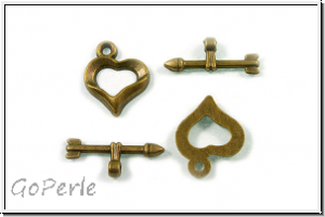 Toggle-Verschluss "Amors Pfeil", 15x13mm, antikmessingfb., Metall, 1 Stk.