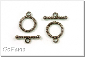 Toggle-Verschluss "Kordel", 16x13mm, hematitefb., Messing, 1 Stk.