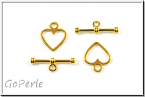 Toggle-Verschluss "Tender Heart", 14x12mm, goldfb., Metall, 1 Stk.