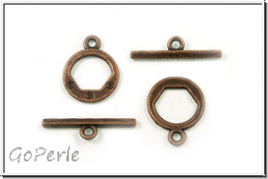 Toggle-Verschluss "Schraubenkopf", 17x14mm, antikkupferfb., Tibetsilber, 1 Stk.