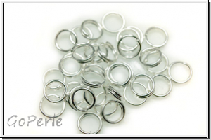 Spaltringe, rund, 5x0,6mm, silberfb., Messing, 20 Stk.