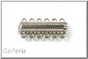 Magnetverschluss "Mehrstrang, Jumbo", 37x17mm, silberfb., Metall, 6 �sen, 1 Stk.