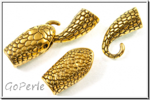 Haken/�se-Verschluss "Snake", 34x7,3mm, antikgoldfb., Metall, 1 Stk.