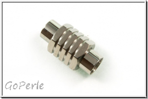 Magnetverschluss "6-Eck, gerillt", 20x10mm, antiksilberfb., Edelstahl, 1 Stk.