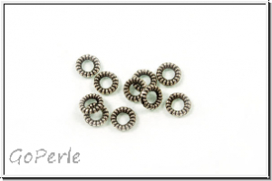 Ring/Spacer "Rillen", flach, 4mm, antiksilberfb., Tibetsiler, 10 Stk.