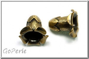 Perlenkappe (-cone) "Campanula", 20x21mm, antikmessingfb., Messing, 1 Stk.