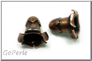 Perlenkappe (-cone) "Campanula", 20x21mm, antikkupferfb., Messing, 1 Stk.