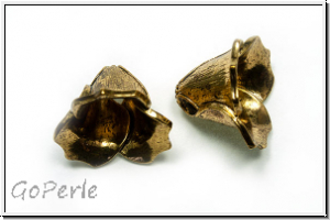 Perlenkappe (-cone) "3 overlapping petals", 16x22mm, antikgoldfb., Messing, 1 Stk.