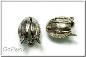 Perlenkappe (-cone) "Blooming Tulip", 21x16mm, silberfb., Messing, 1 Stk.